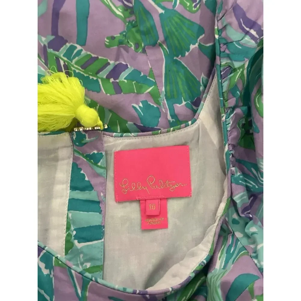 Lilly Pulitzer Lettie Short Sleeve Dress Purple Iris On the Chase Size 10 EUC - Picture 7 of 8